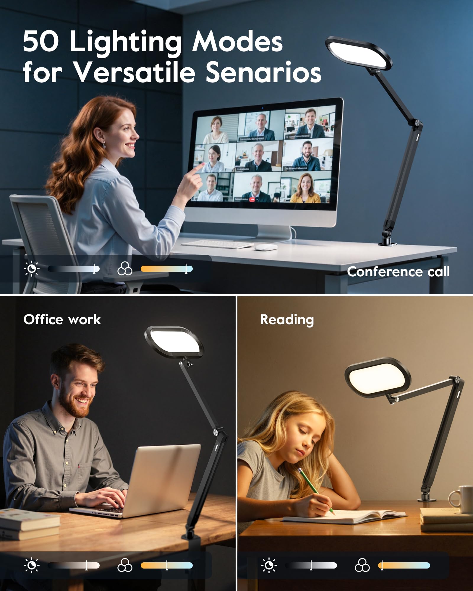 LitONES lamp arm shows 360-degree rotation for flexible camera-friendly angles.