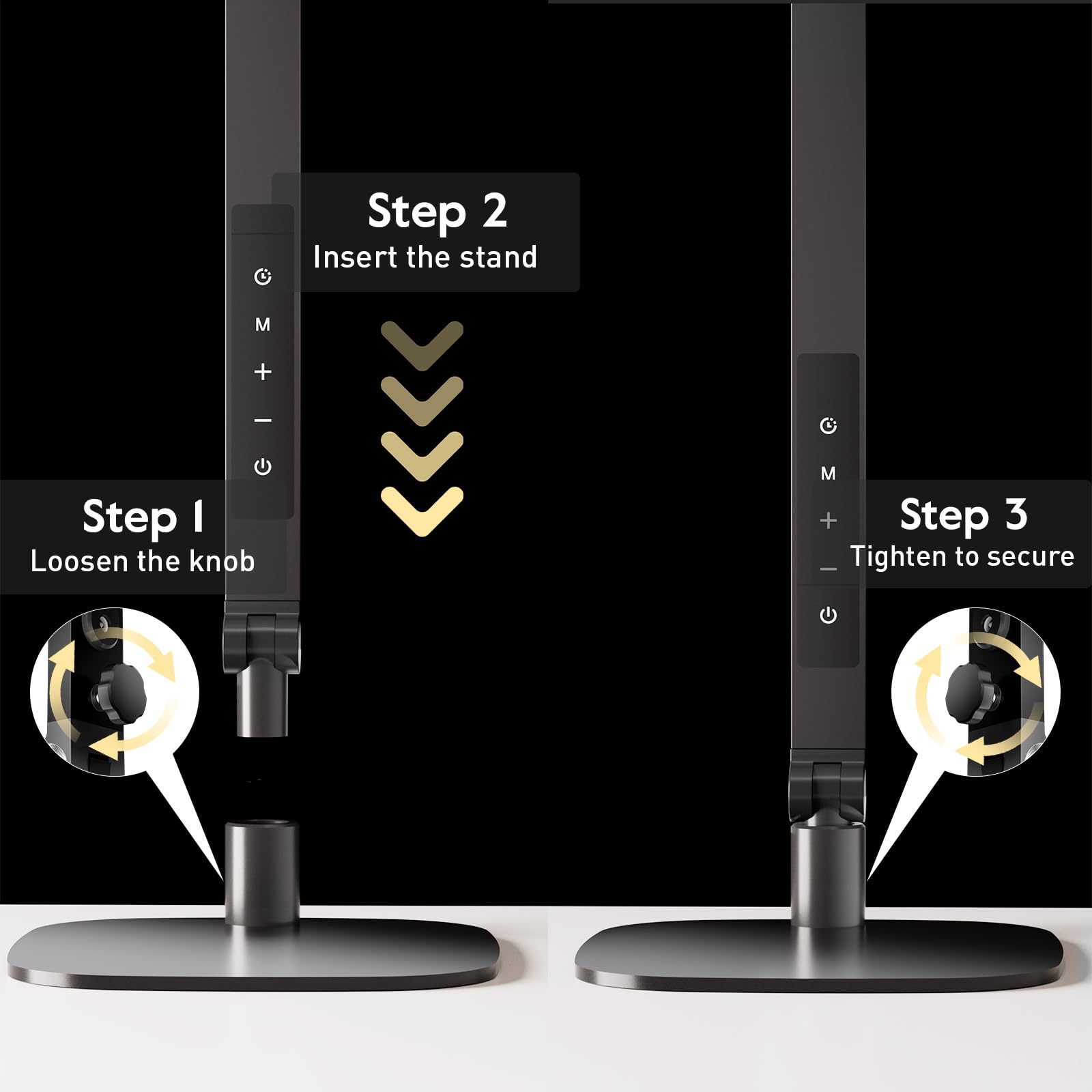 LitONES desk lamp base stability prevents tipping on busy desks.