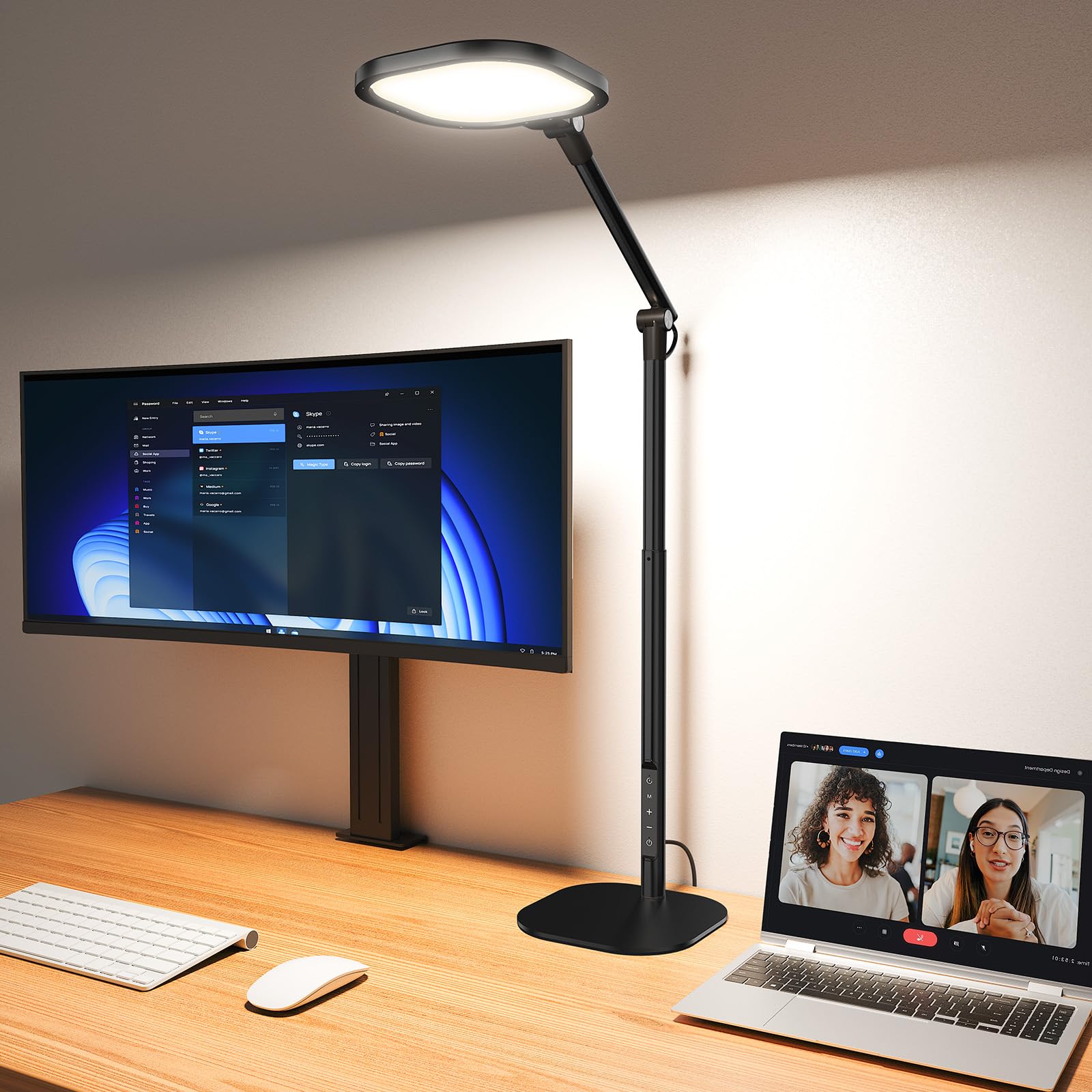 LitONES LED desk lamp base demonstrates sturdy stability for busy workspaces.