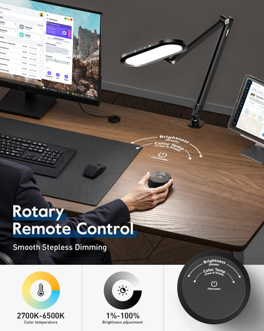 LitONES lamp knob dimming provides precise, stepless light control for reading.