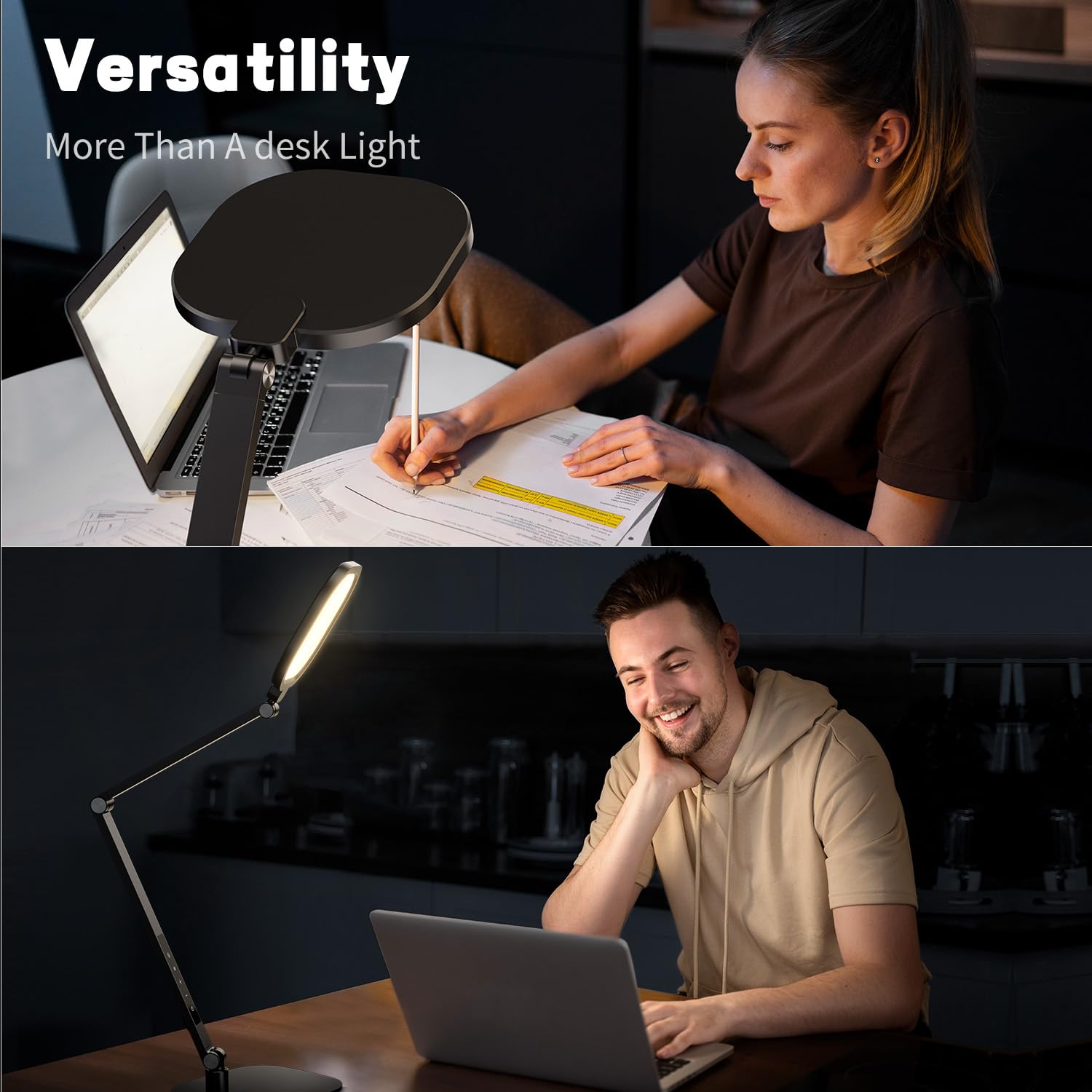 LitONES LED desk lamp swing arm enabling flexible positioning for precise illumination.