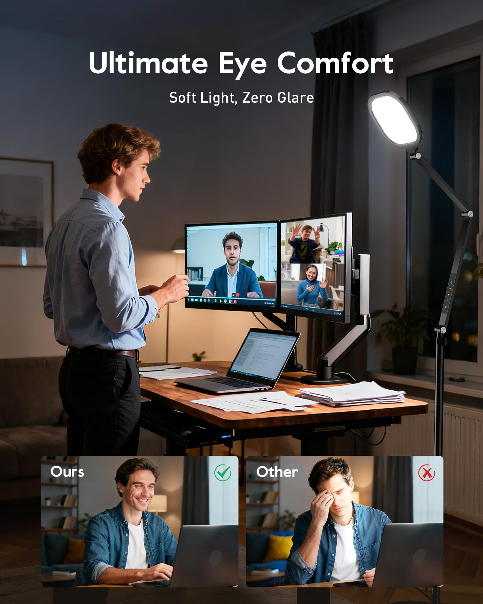 LitONES anti-glare technology delivers even, glare-free task lighting.