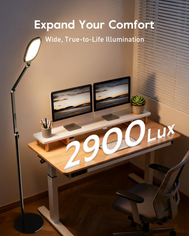 LitONES lamp provides 2900 lux brightness across your desk for clarity.
