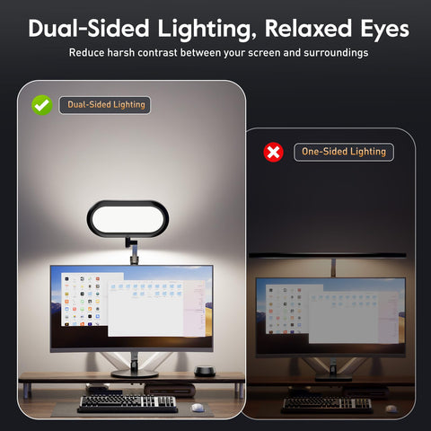 LitONES desk lamp with arm extended for wide-angle desk illumination.