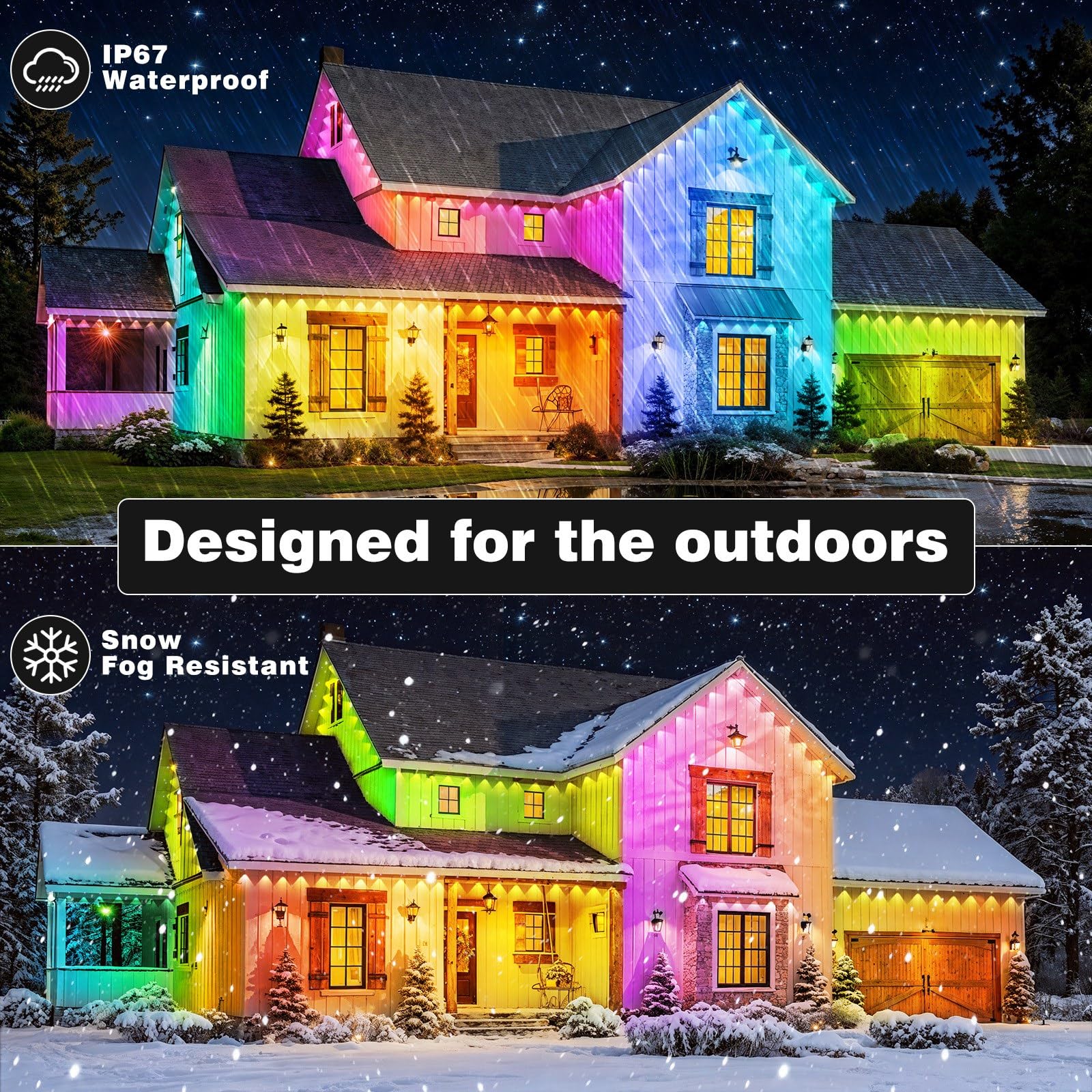 LITSOUL 500FT lights offer 16 million colors for festive scenes.