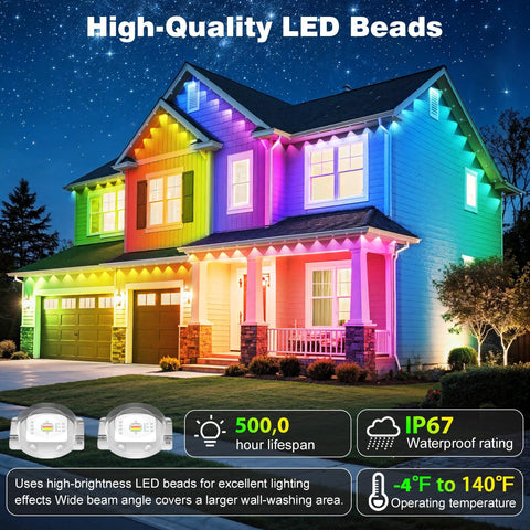 LITSOUL 500FT lights controlled via app or remote for quick mood changes.