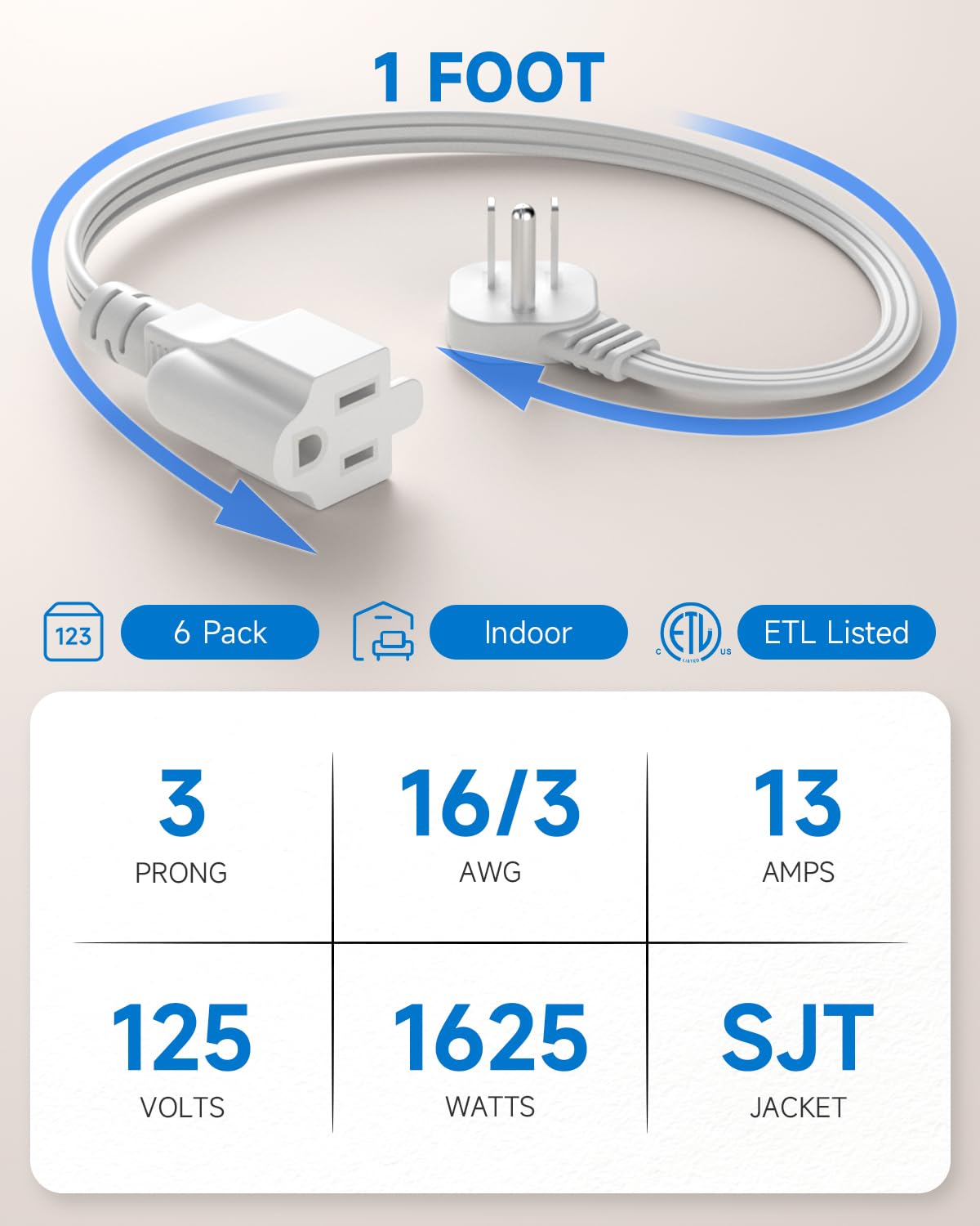 LitStar 3-prong grounded plug enables safer daily connections.