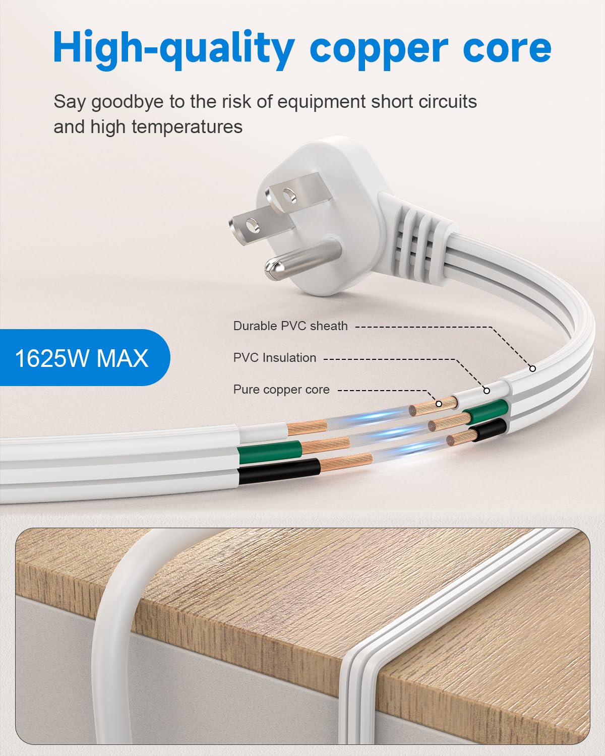 LitStar NEMA 5-15P to 5-15R connector fits standard outlets.