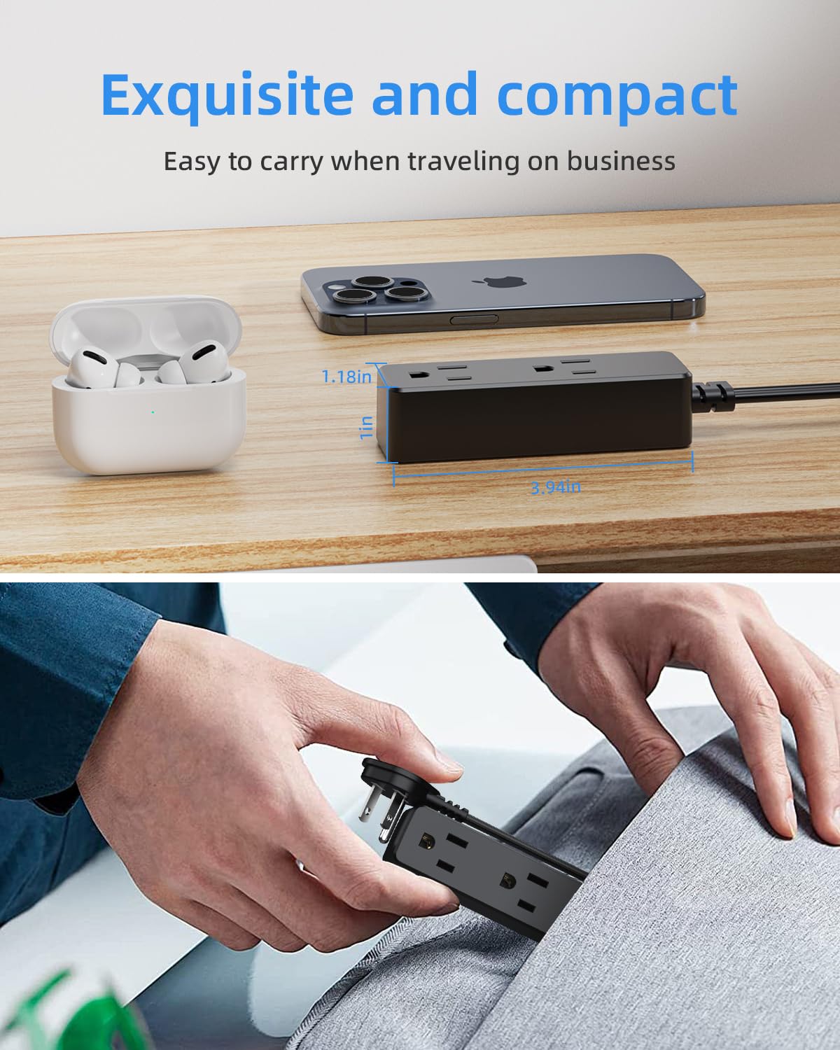 LitStar compact power strip ideal for travel and home offices.