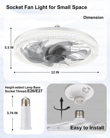 LITTARBY low-profile flush mount ceiling fan blending with white ceiling