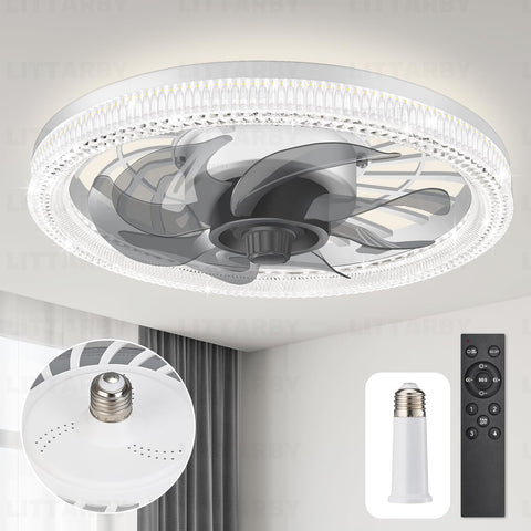 LITTARBY socket ceiling fan light with remote for quick breeze and bright light