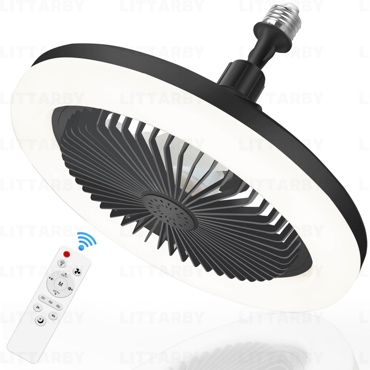 LITTARBY socket fan light assembly with quick screw-in setup for fast room illumination