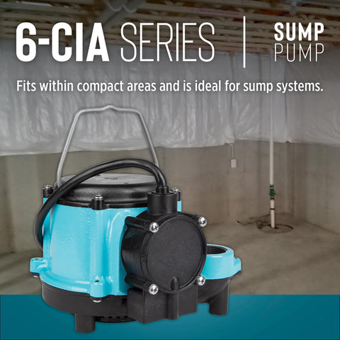 Little Giant 6-CIA 1.5 inch discharge connection for flow versatility.