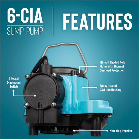 Little Giant 6-CIA motor assembly with thermal overload protection.