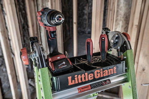 Friction locks on Little Giant Tool Tray fit multiple can sizes