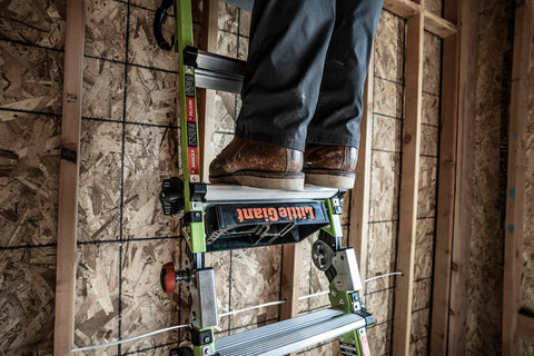 Tool Tray accessible at various heights on A-frame ladder