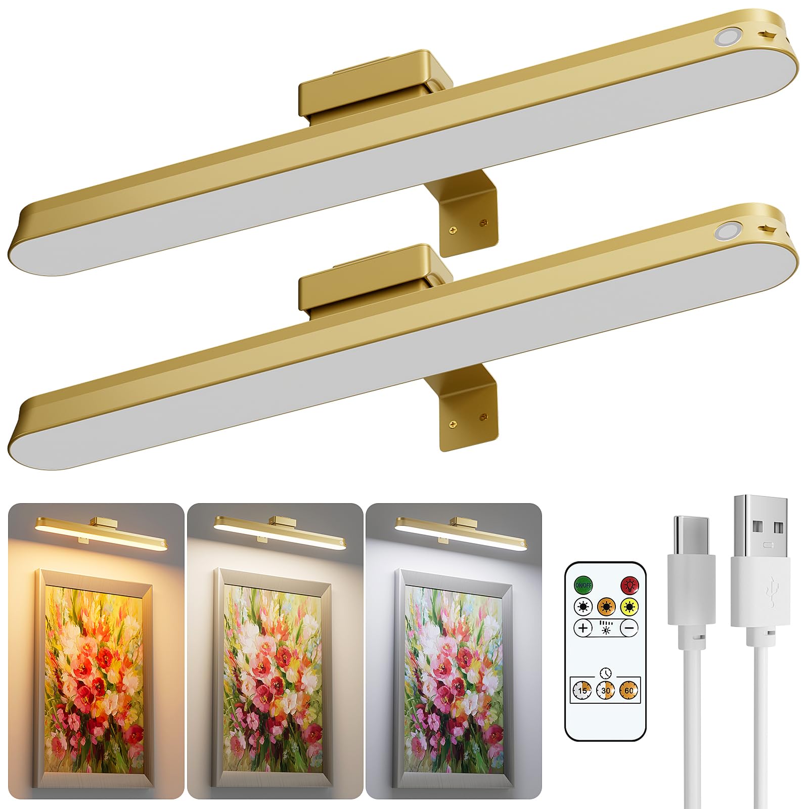 Little Joke 16in magnetic rechargeable picture light with remote illuminating wall art
