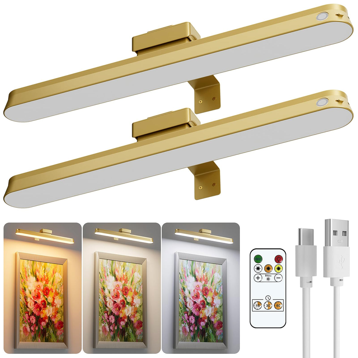 Little Joke 16in magnetic rechargeable picture light with remote illuminating wall art