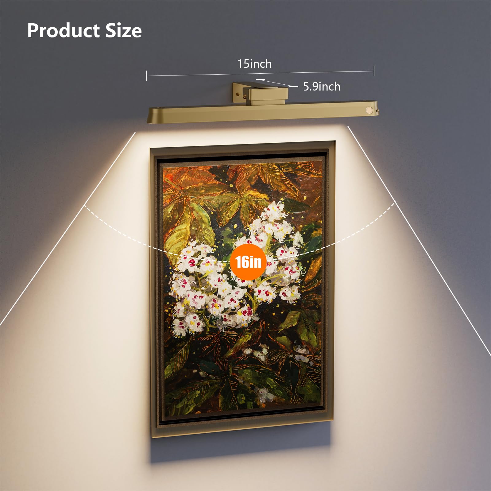 Little Joke gold-finish picture light adding decorative glow to space