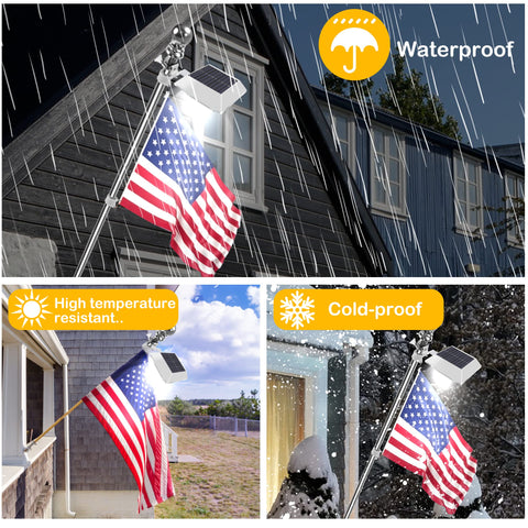 Durable, waterproof construction keeps the flag light performing rain or shine.