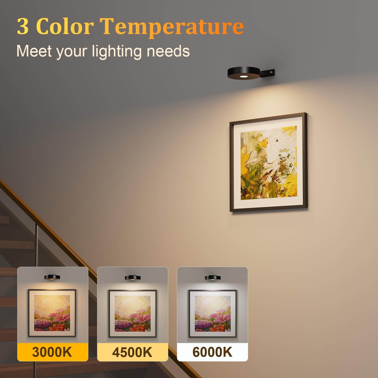 Little Joke magnetic picture light with remote control for easy brightness adjustments.