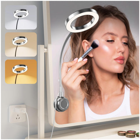 Little Joke suction cup LED vanity light mounted on mirror for even illumination