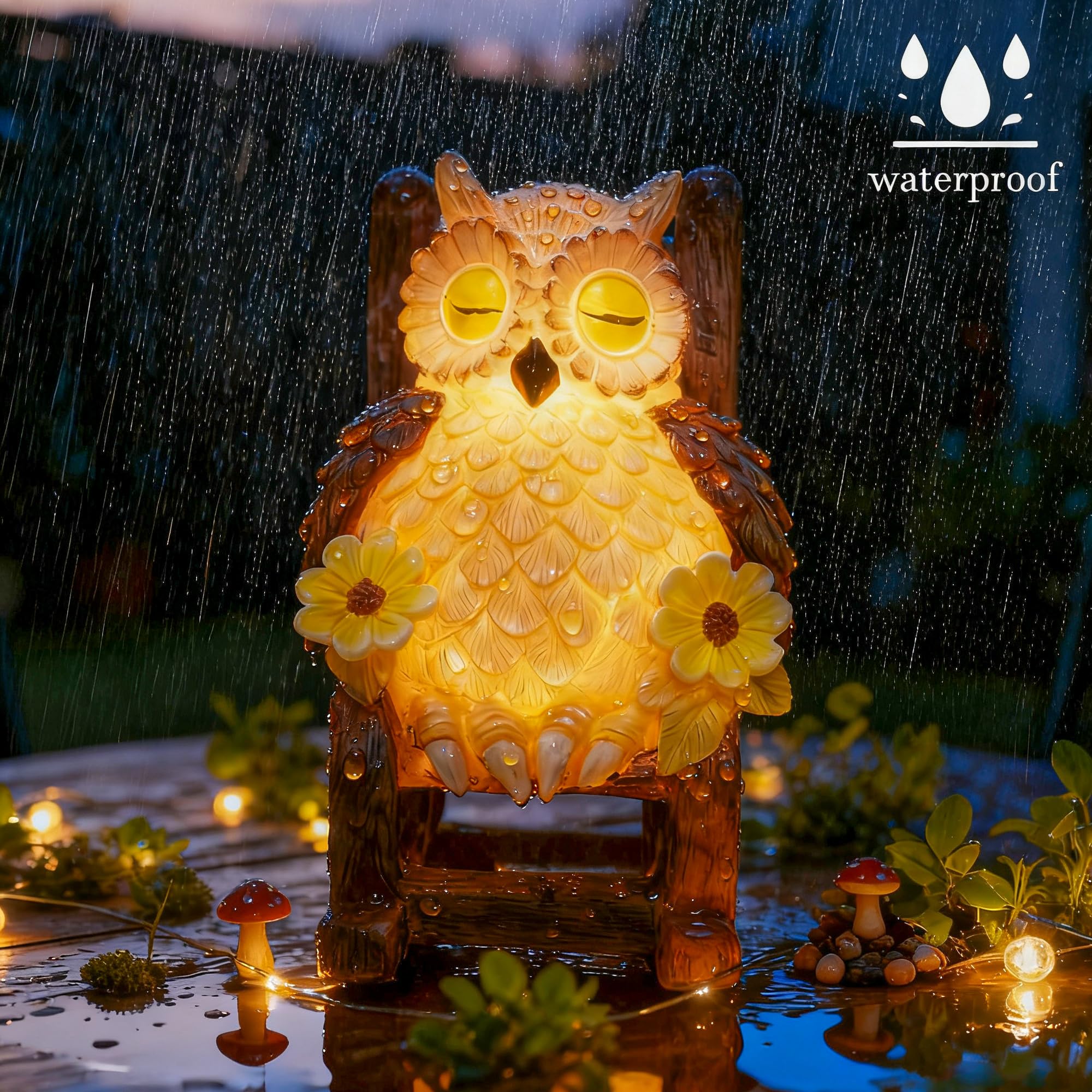 LIULO TOOL enchanted owl sculpture perched on a branch for home decor