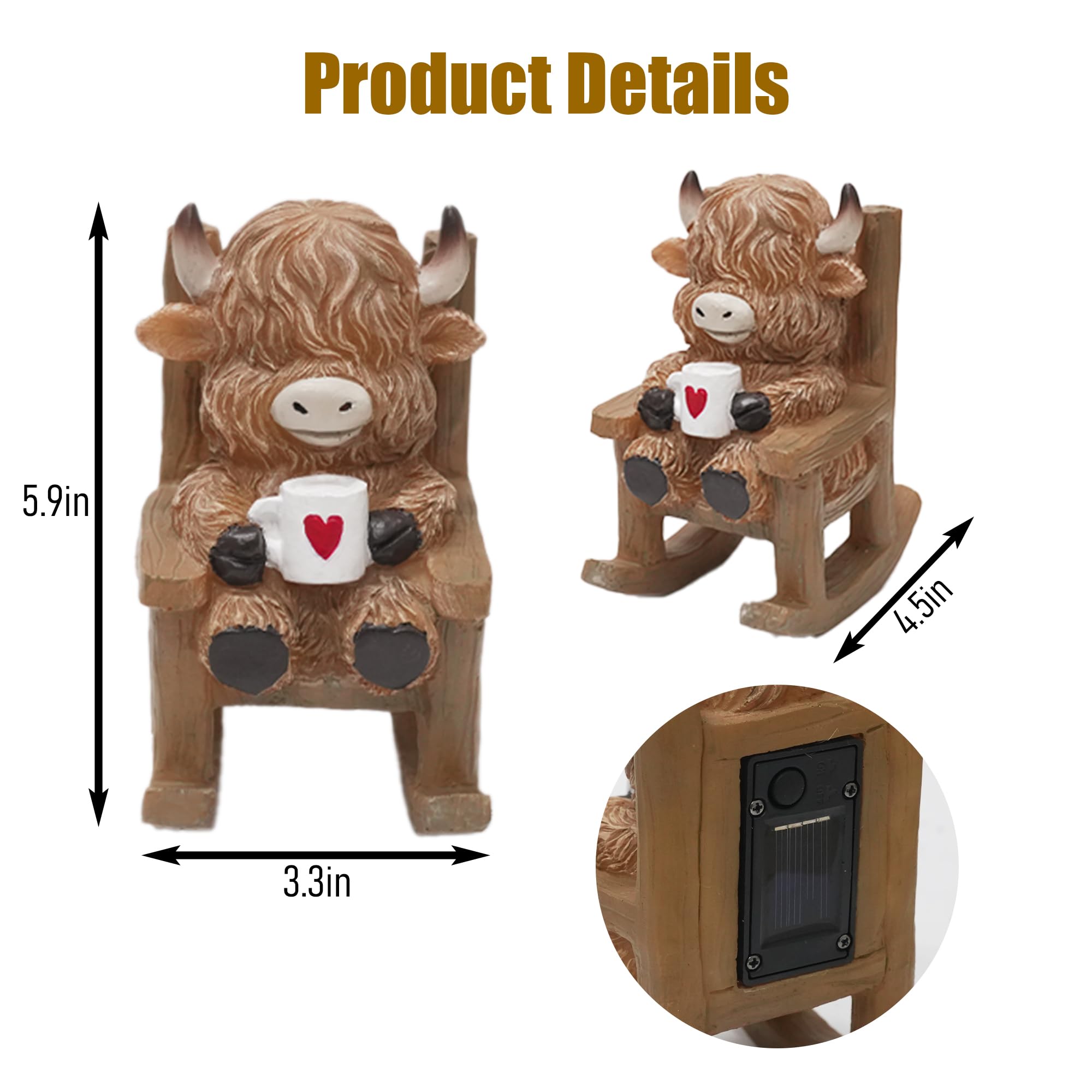 LIULO TOOL Highland cow sitting with solar lights enhances garden ambience after sundown