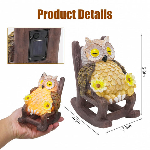 LIULO TOOL solar-powered LED owl glows softly at night outdoors