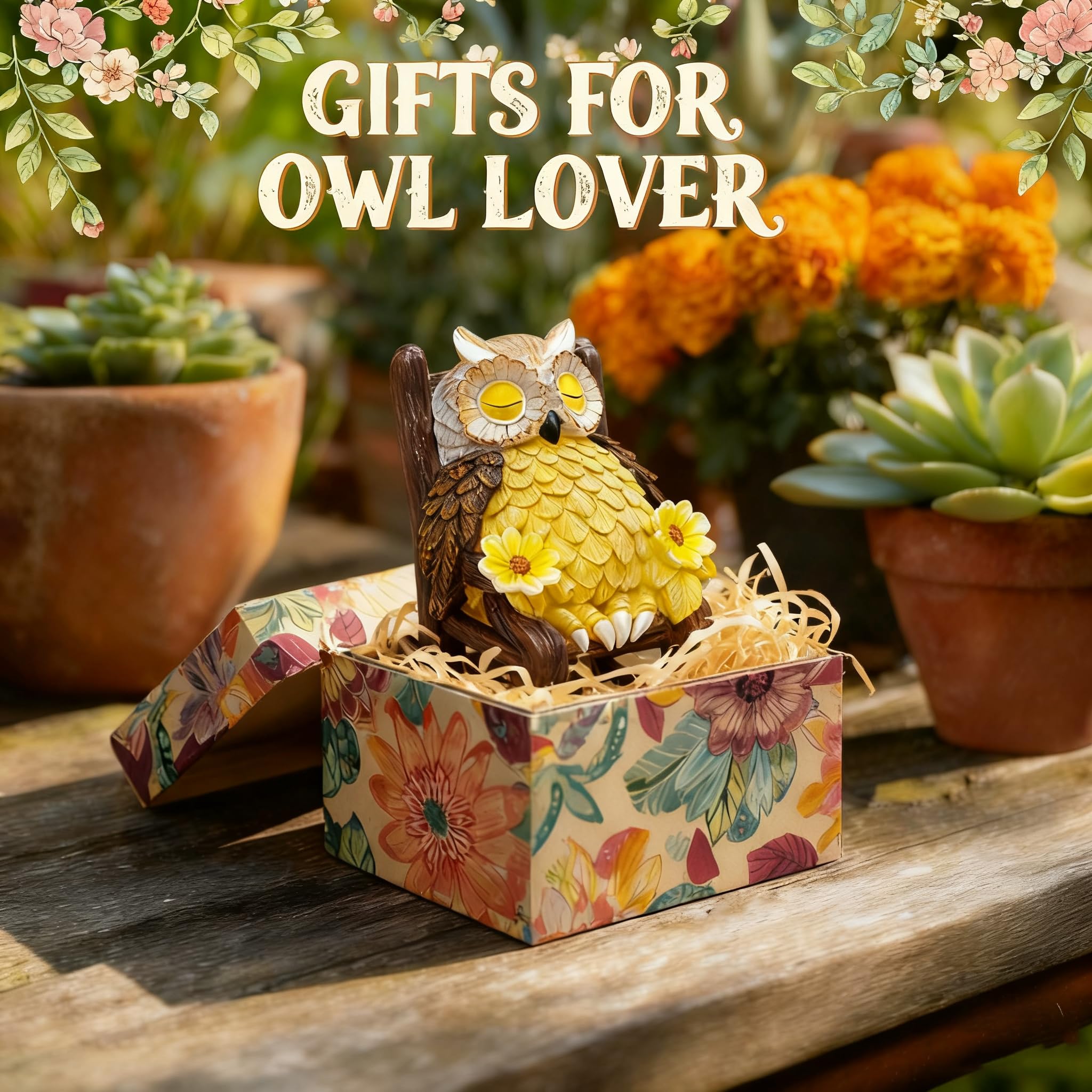 LIULO TOOL weather-resistant resin owl statue durable in all weather