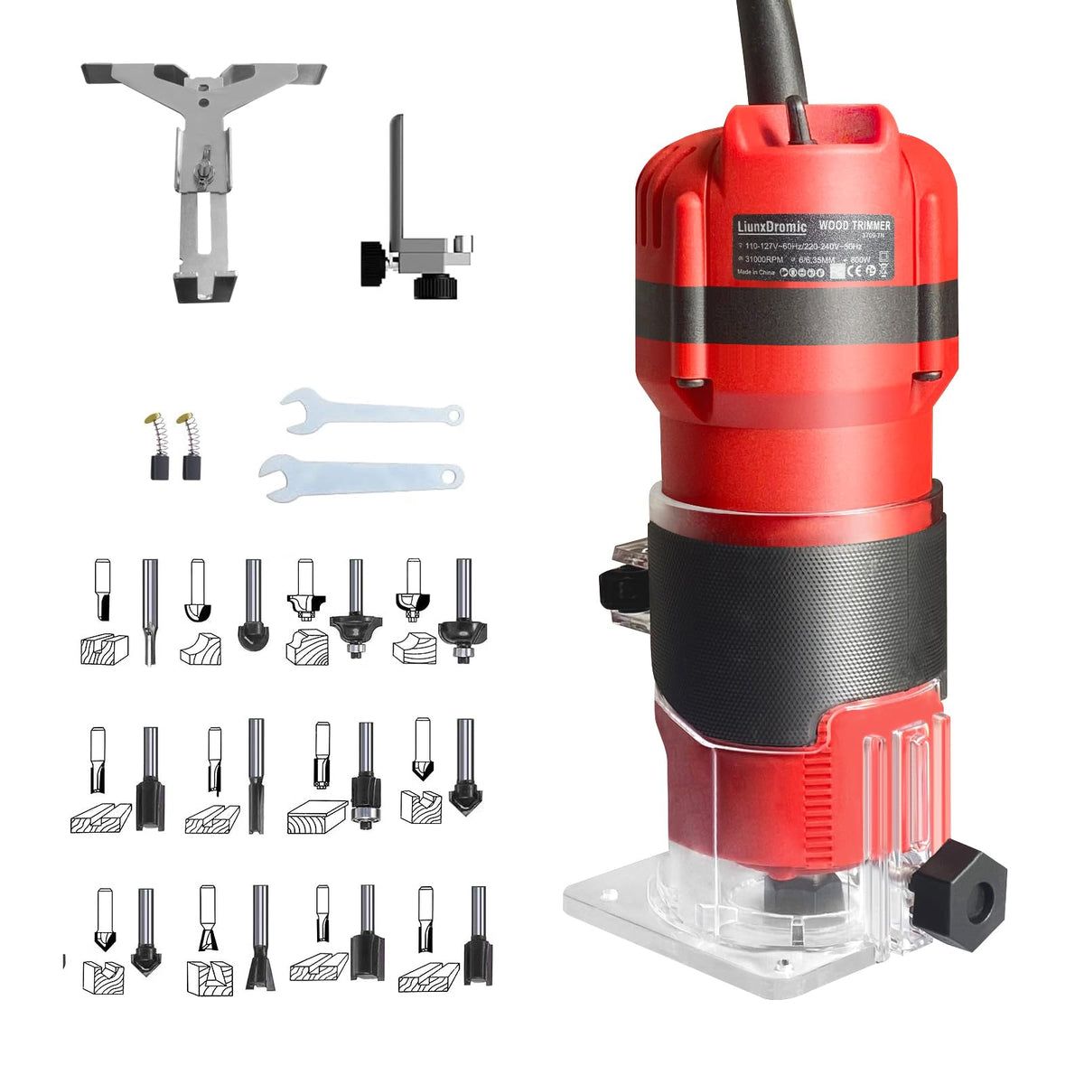 LiunxDromic Router Tool 800W in compact top view for precise edge shaping