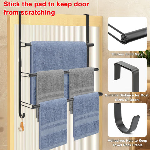 Livabber black finish on a modern bathroom towel rack.
