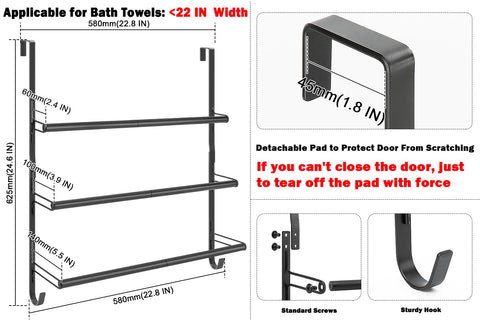 Livabber door-mounted towel rack installed on door for easy towel access.