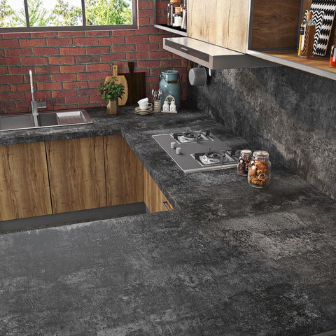 Livelynine concrete peel-and-stick wallpaper in bathroom, quick waterproof update for walls.