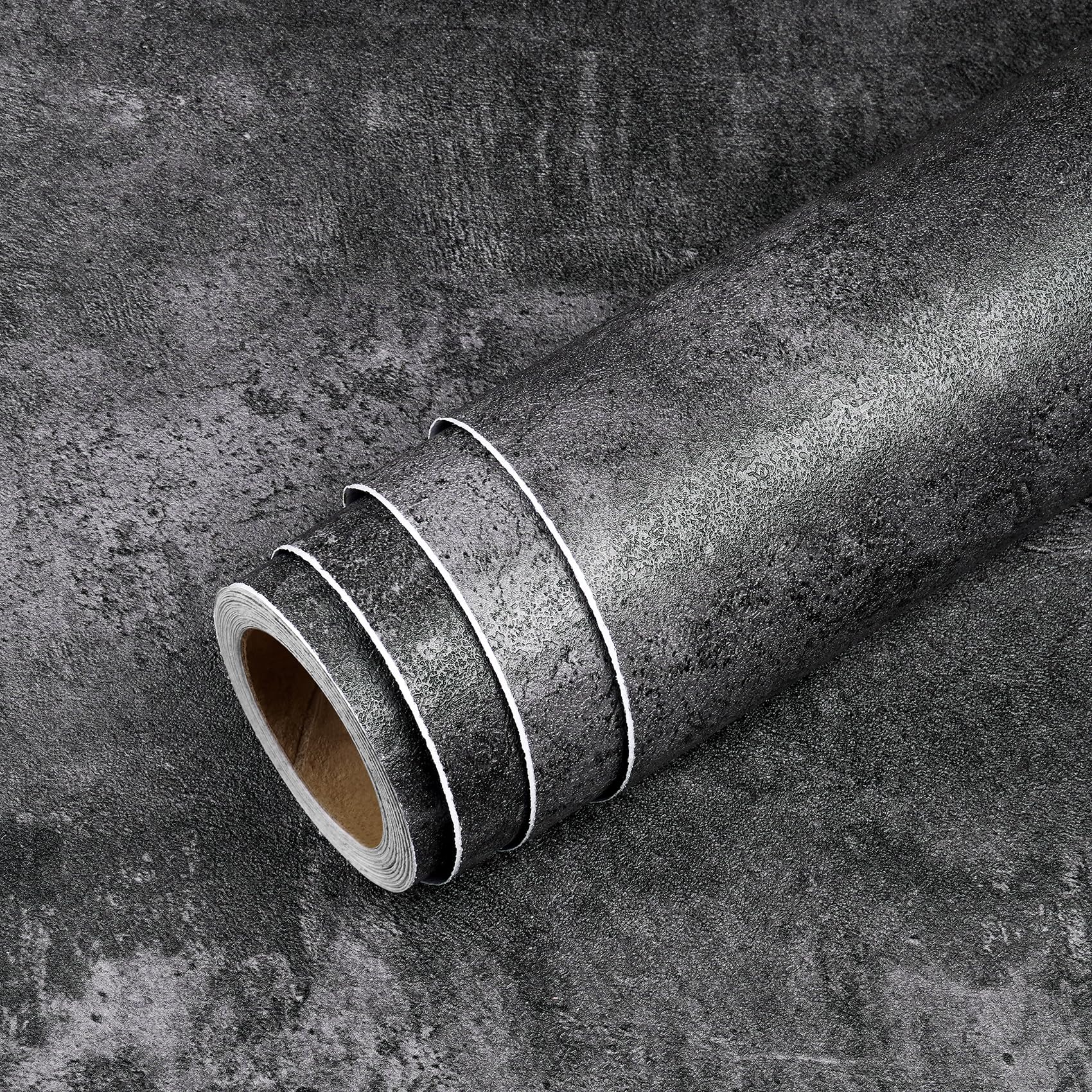 Livelynine concrete wallpaper in an RV or dorm creating a low-commitment feature wall.