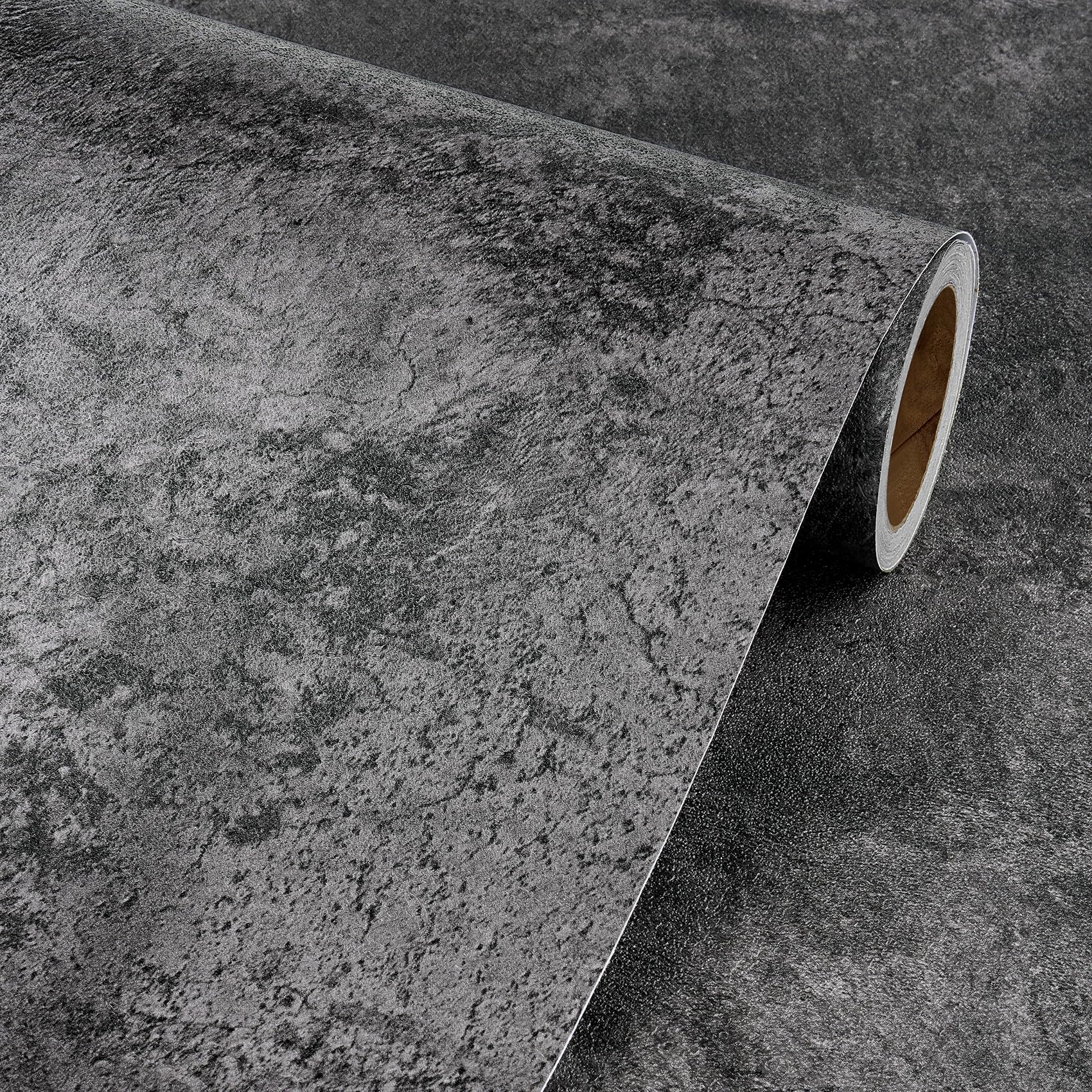 Livelynine cement texture wallpaper used as a wall backing for a bold backsplash.
