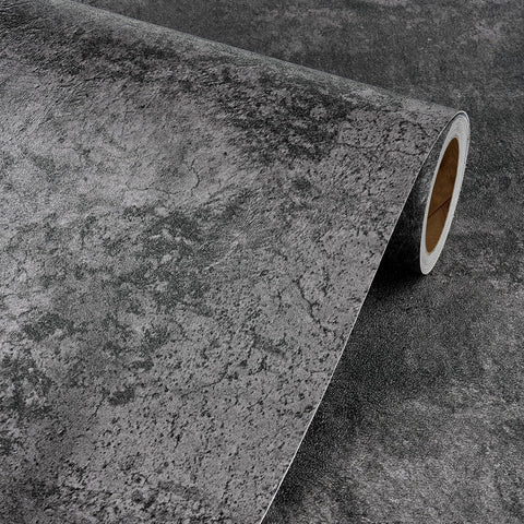 Livelynine cement texture wallpaper used as a wall backing for a bold backsplash.