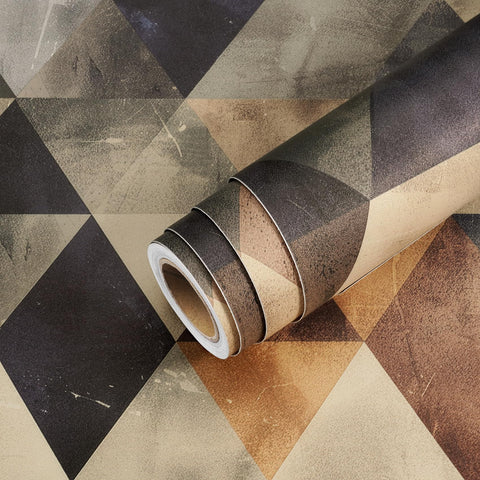 Livelynine copper-brown accents add warmth to geometric patterns.
