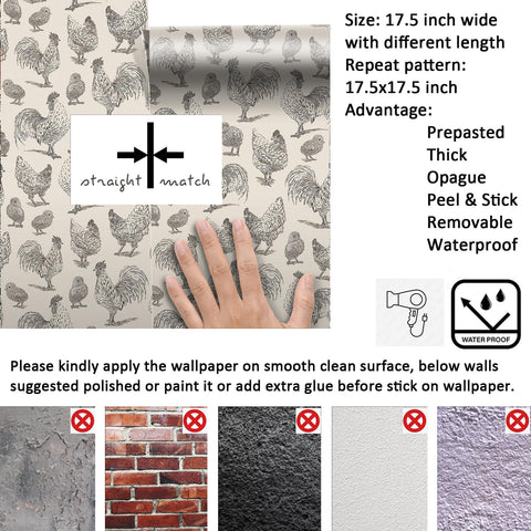 Livelynine-living-room-wallpaper-chicken-decor, versatile for accent walls.