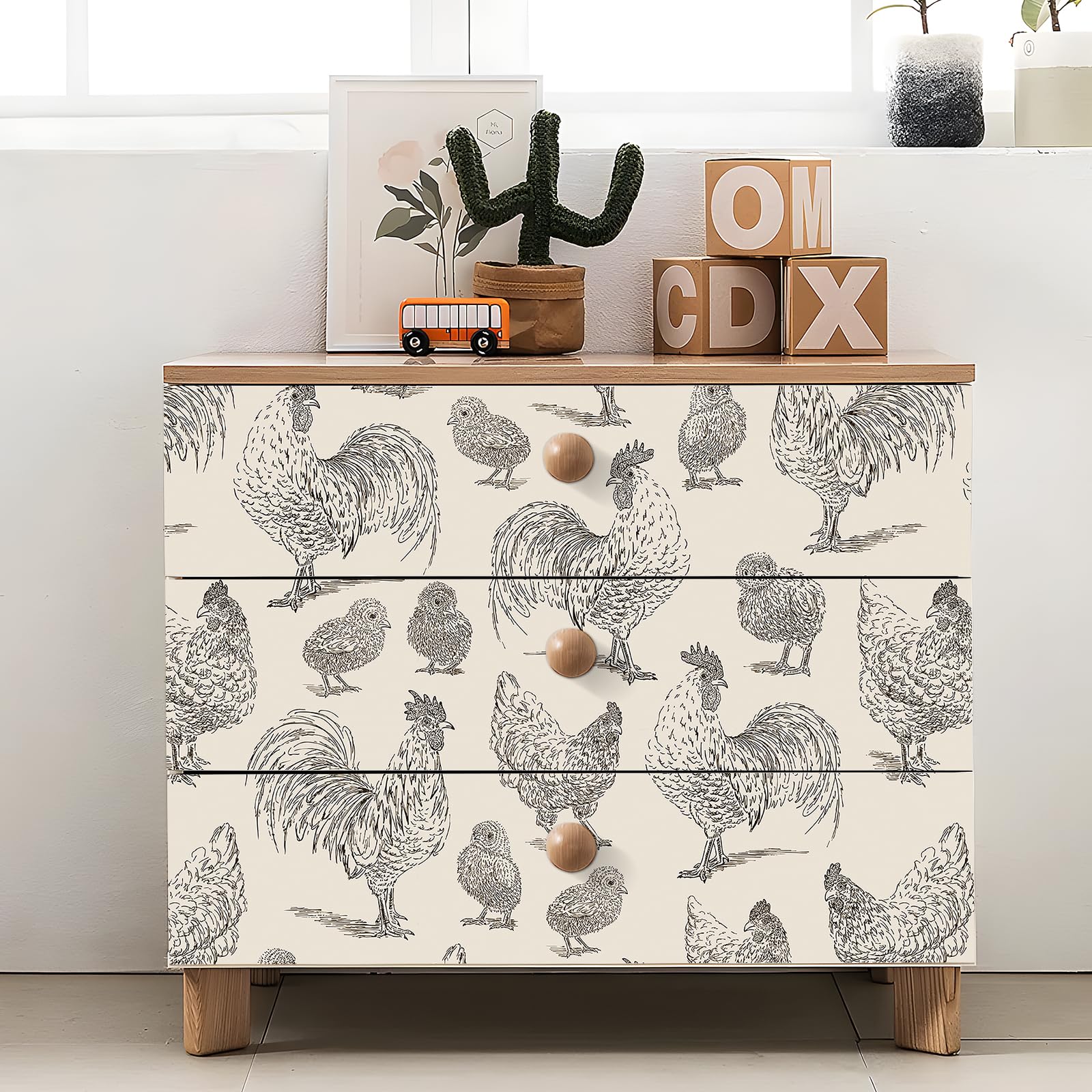 Livelynine-waterproof-wallpaper-chicken-print, ideal for bathrooms or splash zones.
