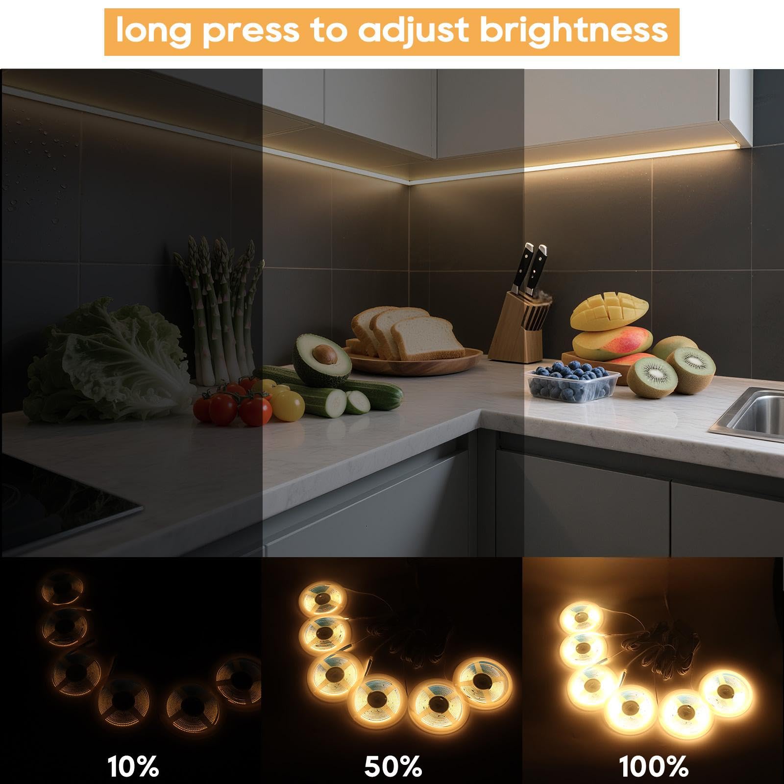 Living Amazy LED strip under cabinet for uniform task lighting