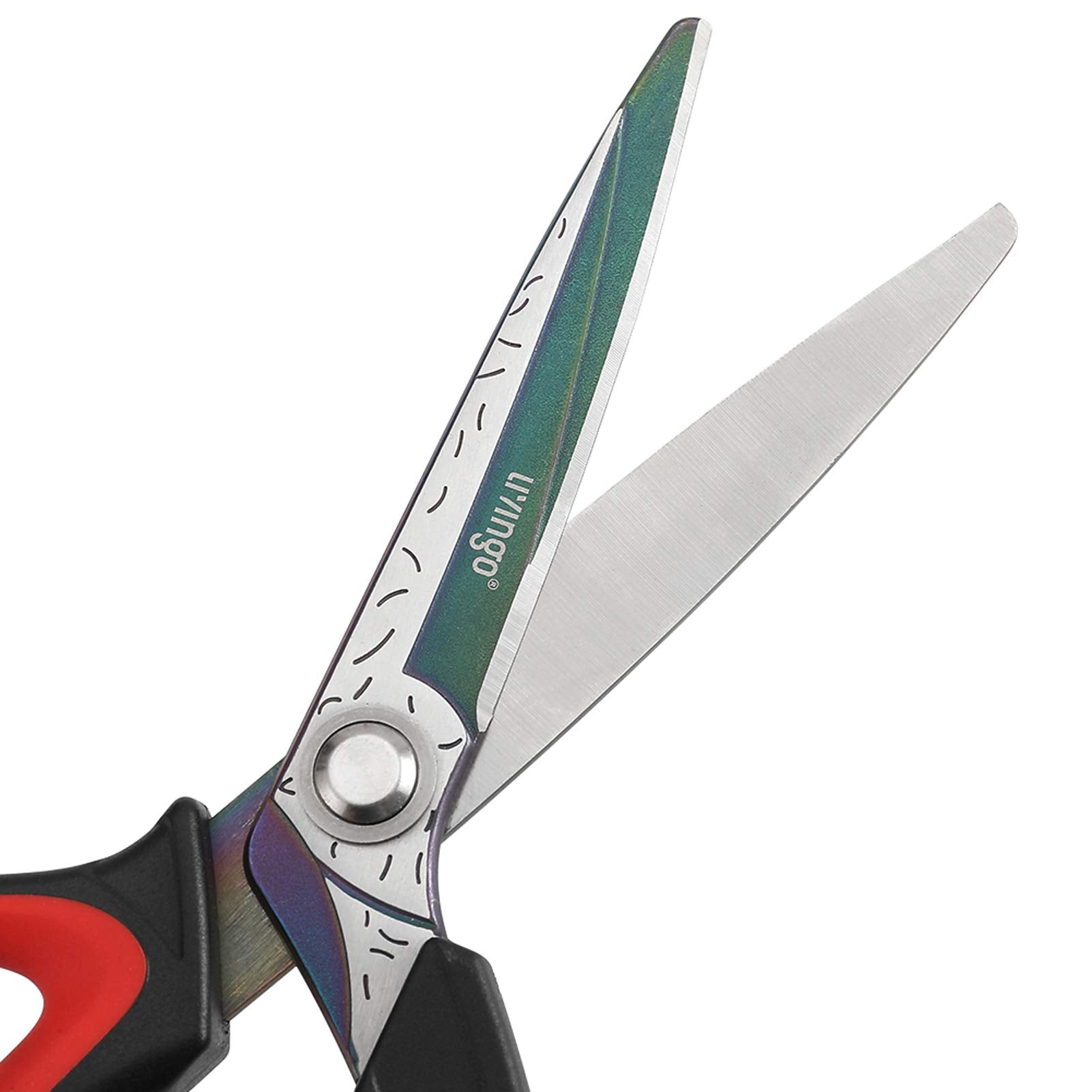 Livingo 10-inch scissors titanium-coated blades visible for long-lasting sharpness.