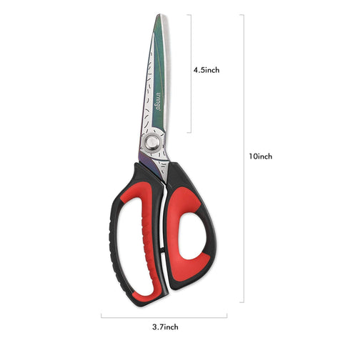 Livingo 10-inch scissors in workshop handling heavy-duty materials.