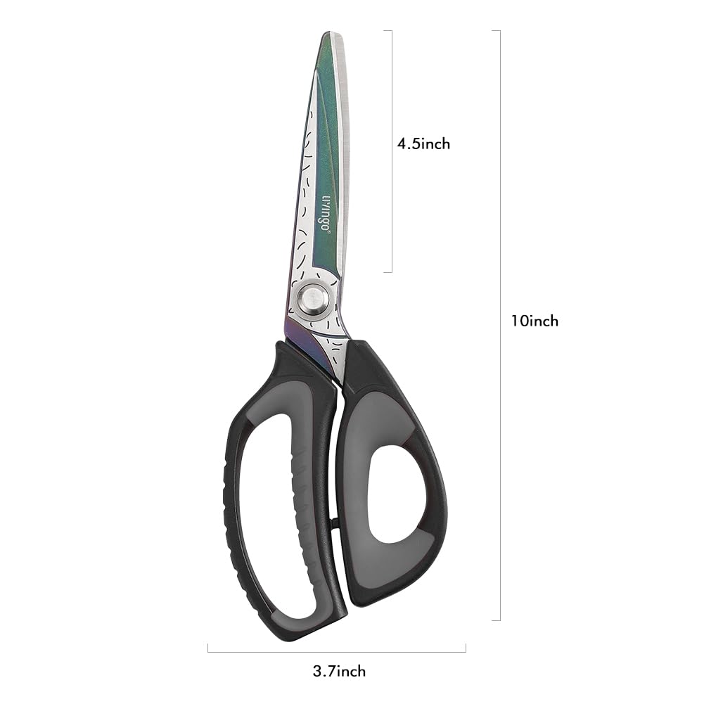 LIVINGO heavy-duty scissors ergonomic handle shown for comfortable cutting sessions