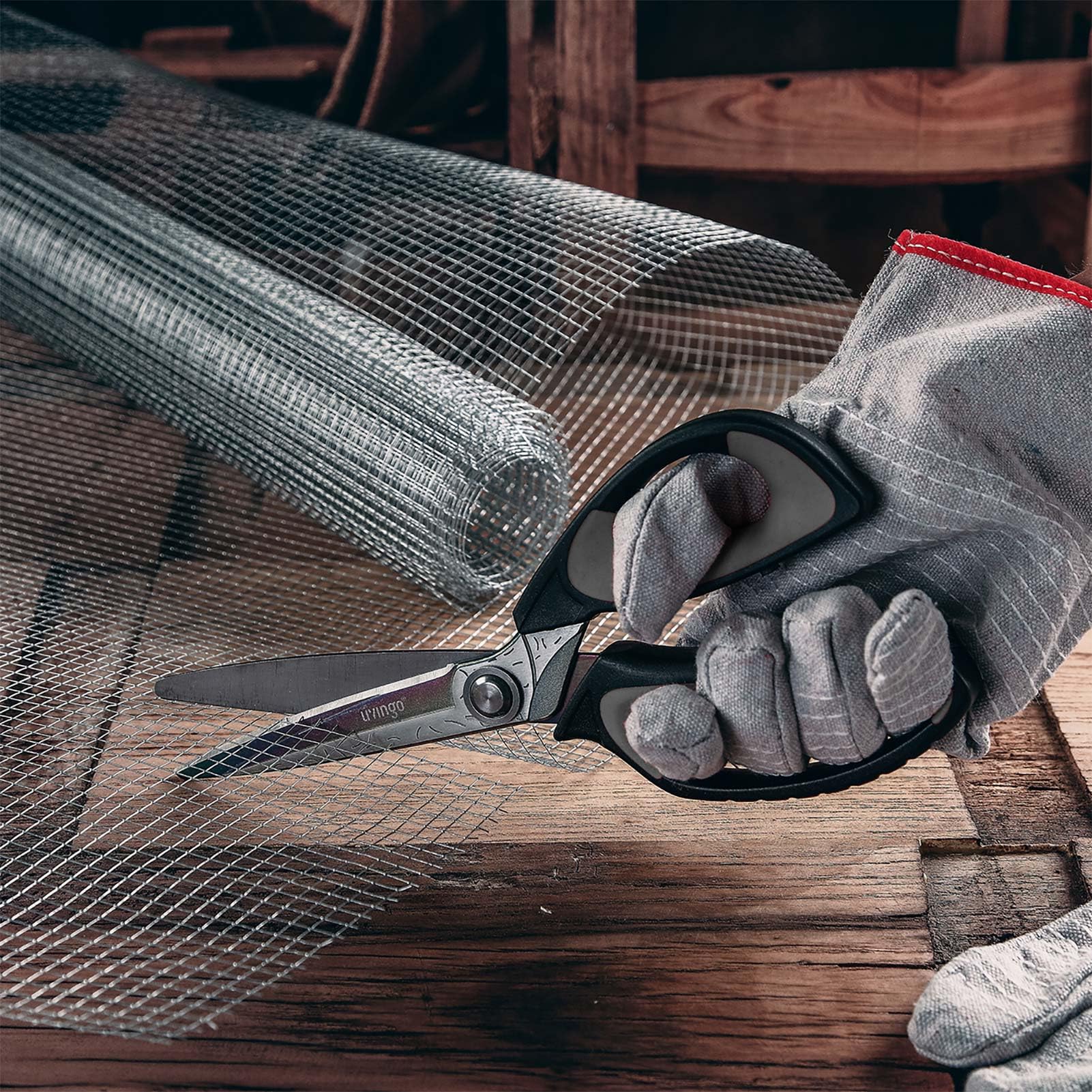 LIVINGO heavy-duty scissors product shot in black and grey showing rugged design