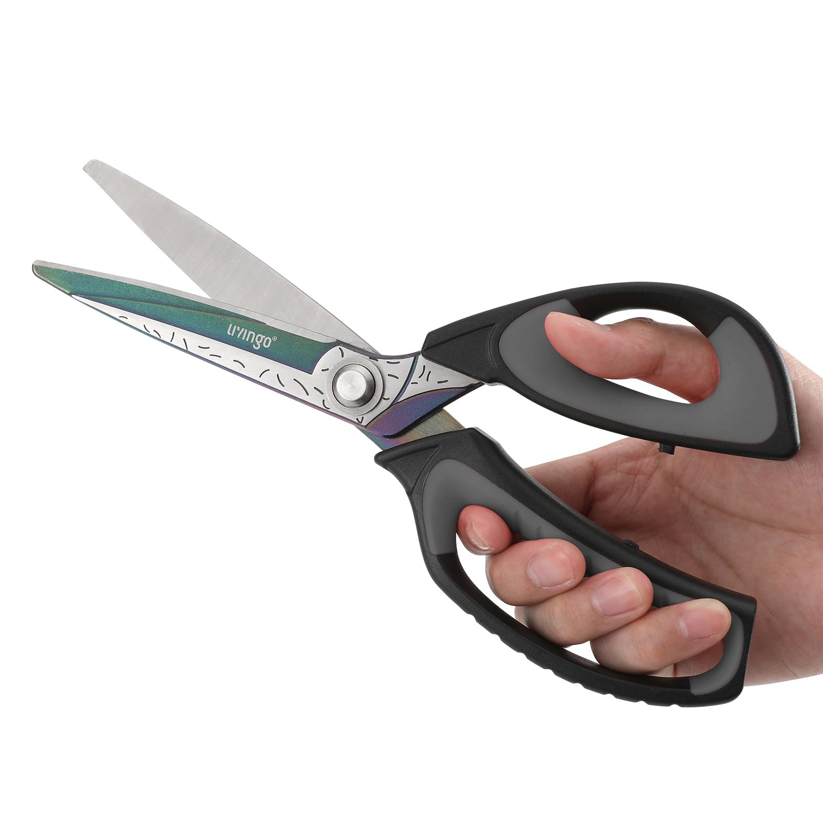 LIVINGO heavy-duty scissors titanium-coated blades for increased strength and wear resistance
