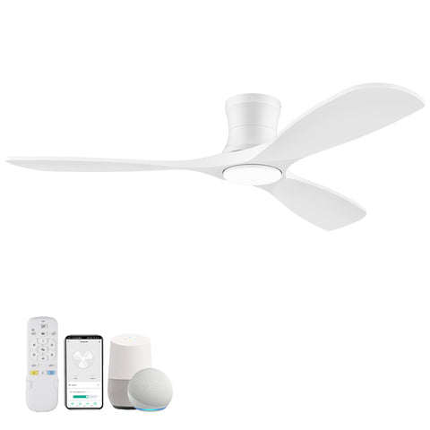Livory 52in wood ceiling fan in bedroom keeps air circulating for comfort.