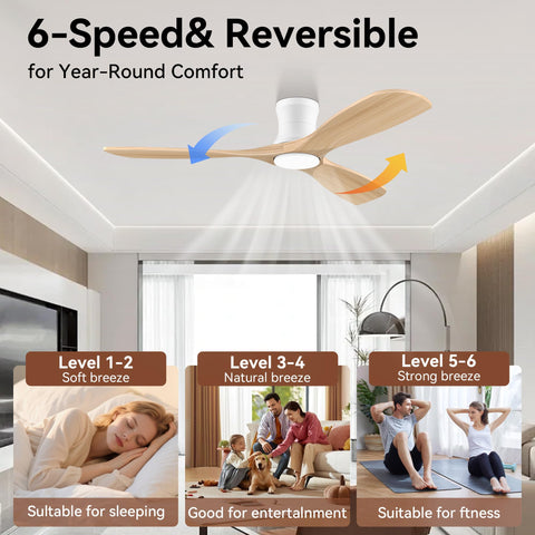 Livory Smart 52” ceiling fan with dimmable LEDs offering adaptable brightness.