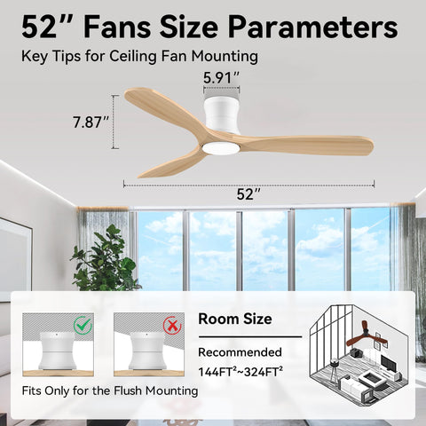 Livory Smart 52” ceiling fan low-profile design for ultra-low ceilings.