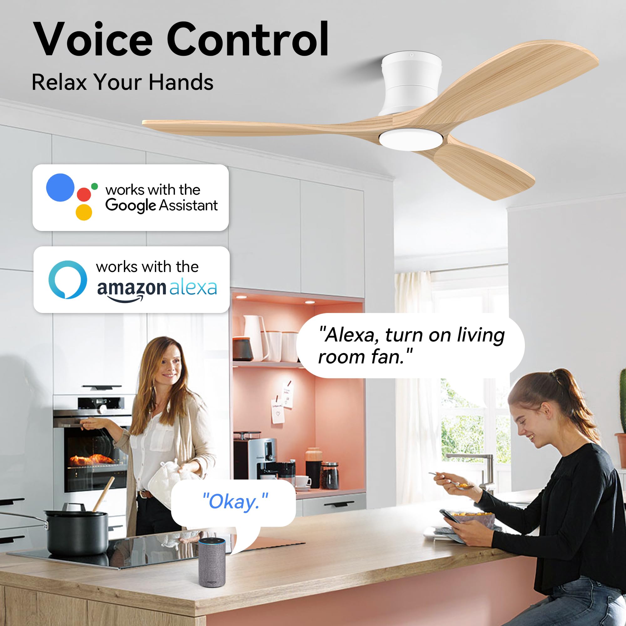 Livory Smart 52” ceiling fan remote control for easy operation from anywhere.